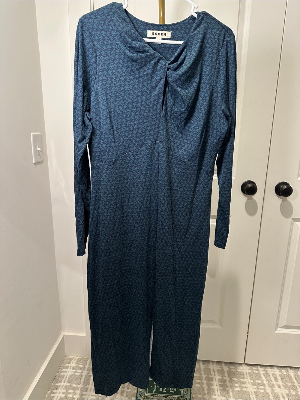 Boden Teen/Tween Dark Teal Printed Long-Sleeve Pajama One-Piece